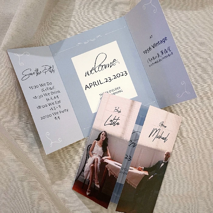 婚紗照雙開邀請卡