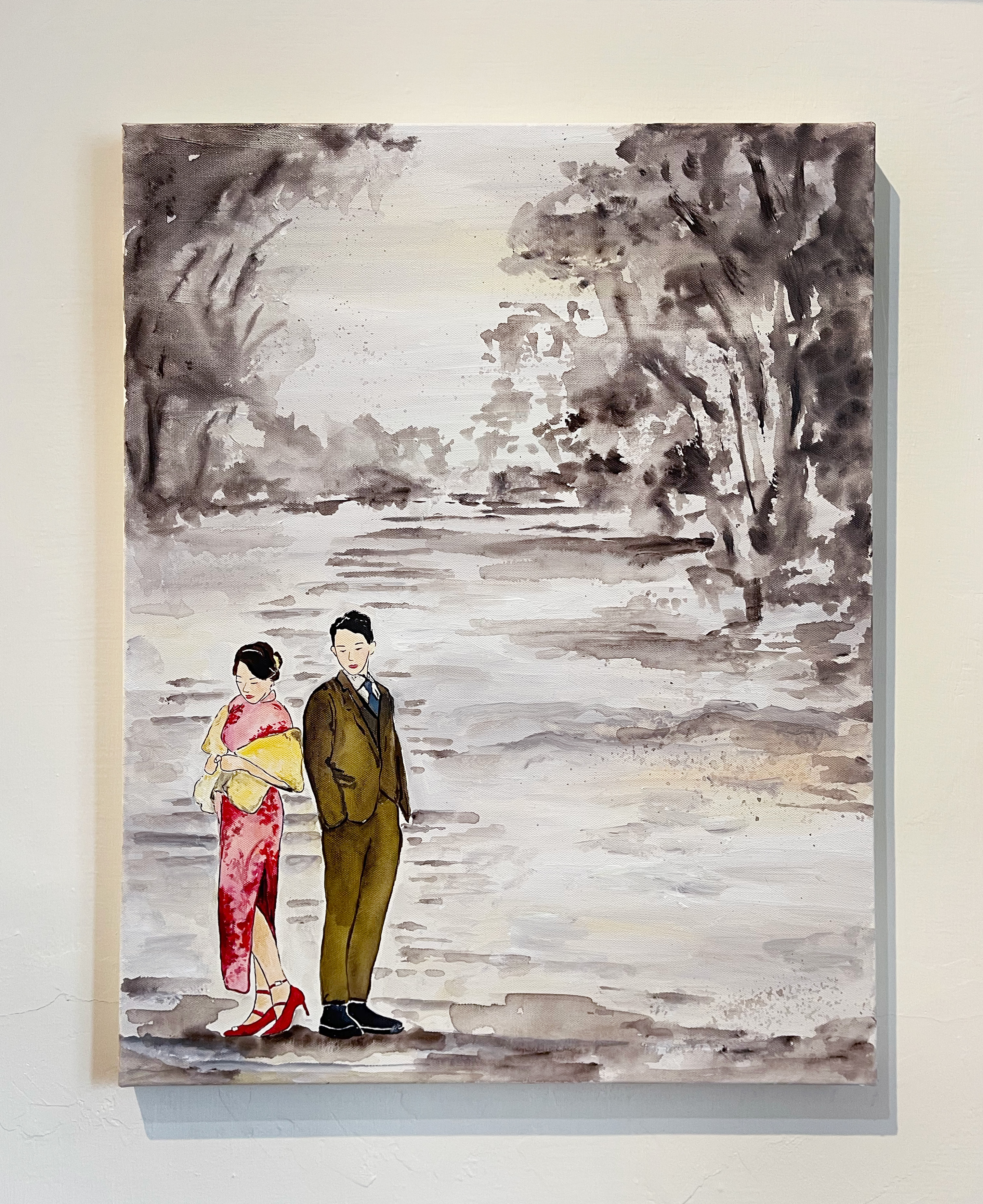 手繪婚紗無框畫